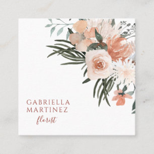 Boho Dusty Pink Green Floral Florist Business Card