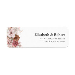 boho dusty pink pampas floral custom address label