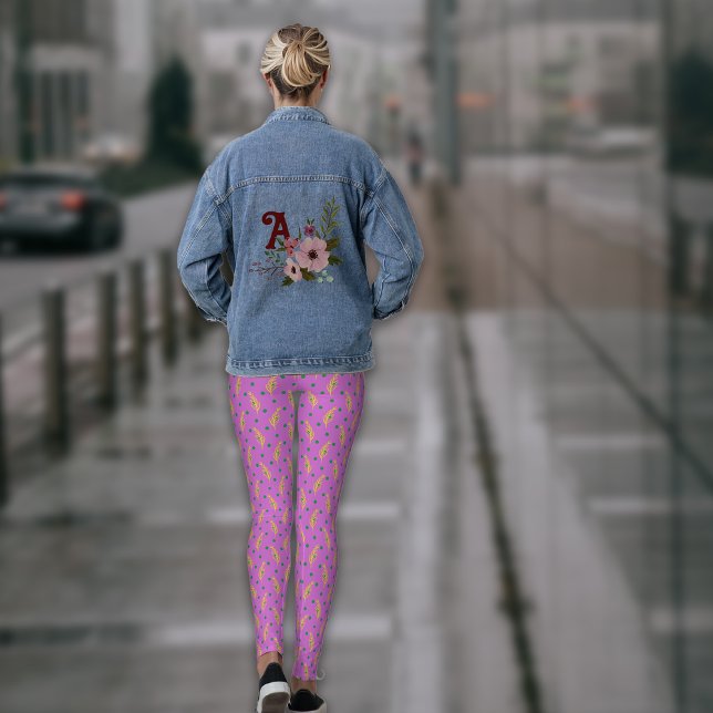 Boho Dusty Pink Yellow Botanicals Leggings (Creator Uploaded)