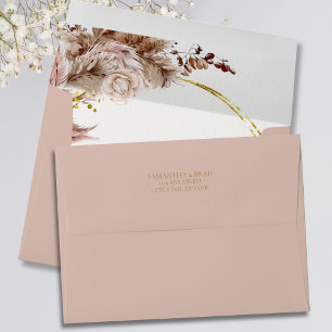 Boho Dusty Rose Chic Wedding Invitation Envelope