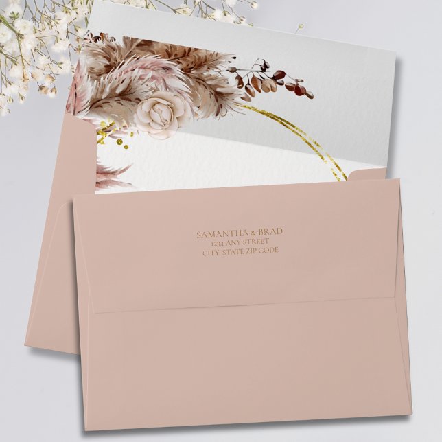 Boho Dusty Rose Chic Wedding Invitation Envelope (Creator Uploaded)