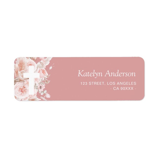 boho dusty rose floral baptism address (Front)