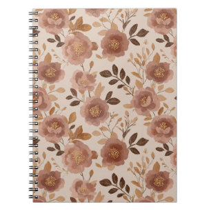 Boho Dusty Rose Flower Beige Floral Pattern Notebook