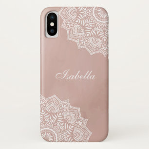 Boho Dusty Rose Mandala Custom Name Case-Mate iPhone Case
