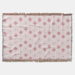 Boho Dusty Rose Tribal Geometric Aztec Pattern Throw Blanket
