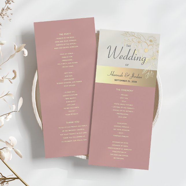 Boho Dusty Rose Wedding Program Programme (Creator Uploaded)
