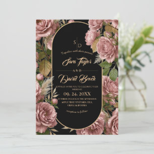  Boho Dusty⎮Roses Floral Wedding Invitation