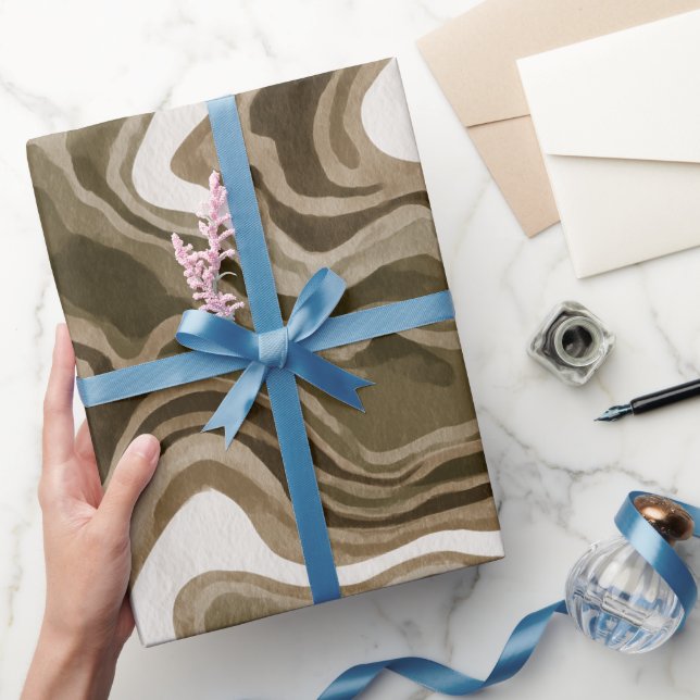 Boho Earth Olive Brown Organic Abstract Pattern Wrapping Paper (Gifting)