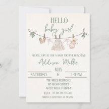 Boho Earth Pink Girl Baby Shower Invitation 