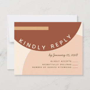Boho Earth tone Abstract Circles Wedding RSVP Invitation