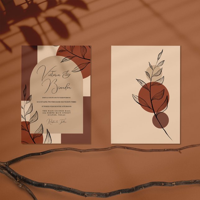 Boho Earth Tone Arch Foliage Terracotta Wedding Invitation (Creator Uploaded)