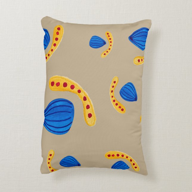 Boho earth tone hand-painted pattern decorative cushion (Back(Vertical))