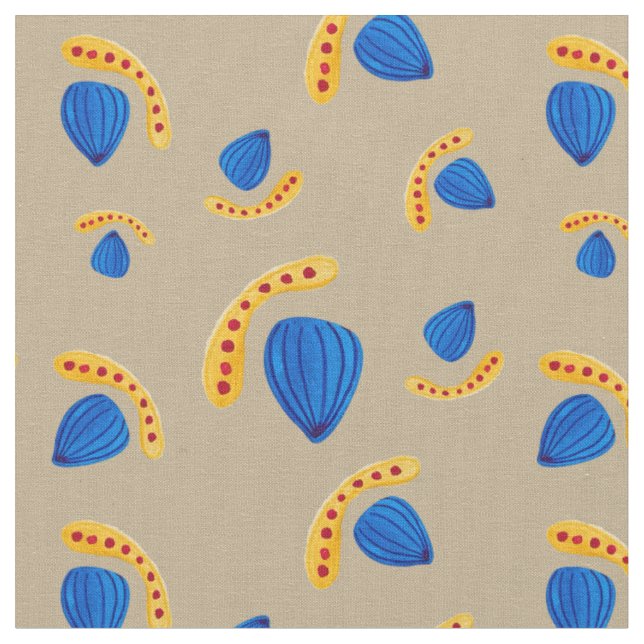 Boho earth tone hand-painted pattern fabric (Close Up)