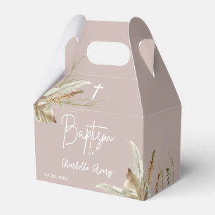 Boho Earth tone pampas grass blush pink baptism Favour Box