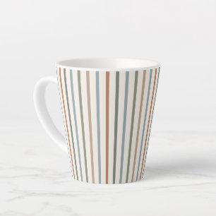Boho Earth Tone Vertical Stripes Minimalist Patter Latte Mug