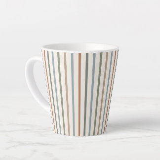 Boho Earth Tone Vertical Stripes Minimalist Patter Latte Mug