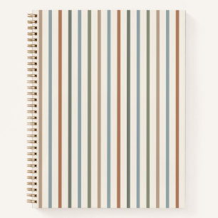 Boho Earth Tone Vertical Stripes Minimalist Patter Notebook