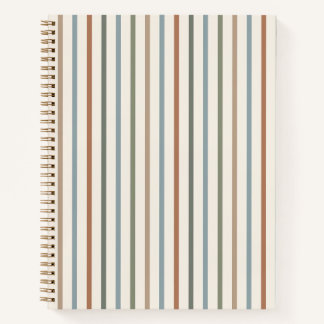 Boho Earth Tone Vertical Stripes Minimalist Patter Notebook