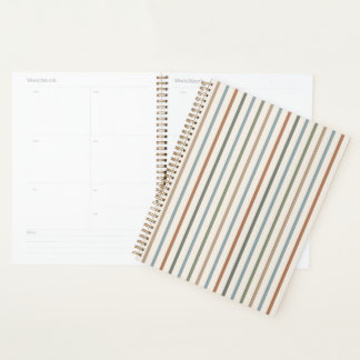 Boho Earth Tone Vertical Stripes Minimalist Patter Planner