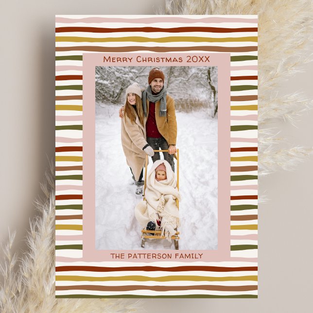 Boho Earth Tones Hand Drawn Folded Christmas Card (Creator Uploaded)