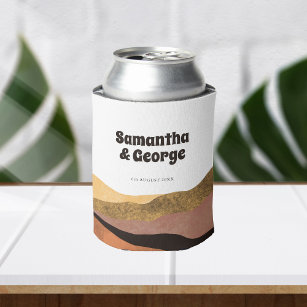 Boho Earth Tones Retro Typography Wedding Favours Can Cooler