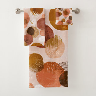 Boho Earth Tones Terracotta Abstract Pattern Bath Towel Set