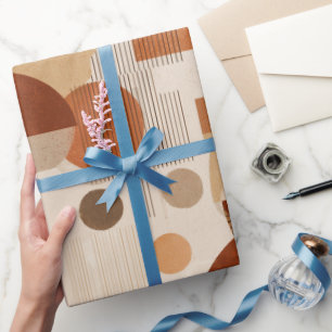 Boho Earth Tones Terracotta Geometric Pattern Wrapping Paper