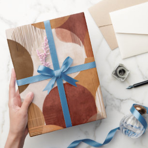 Boho Earth Tones Terracotta Geometric Pattern Wrapping Paper