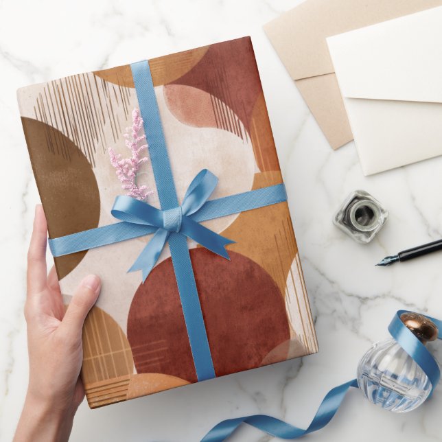 Boho Earth Tones Terracotta Geometric Pattern Wrapping Paper (Gifting)