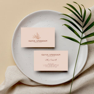 Boho Earthy Bird Line art Logo Unique Terracotta  Business Card