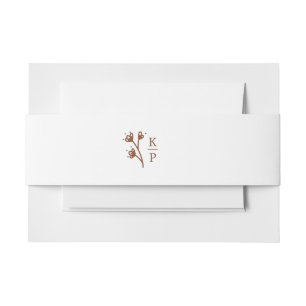 Boho Earthy Botanical Elegant Ivory Minimal Invitation Belly Band