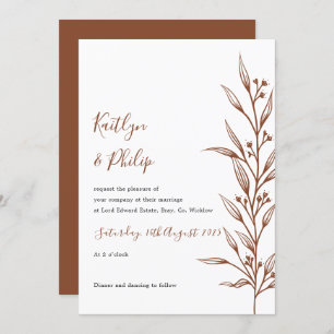 Boho Earthy Botanical Elegant Ivory White Invitation