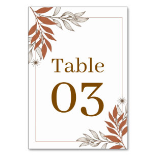 Boho Earthy Clay Leaf Reception Wedding Table Number