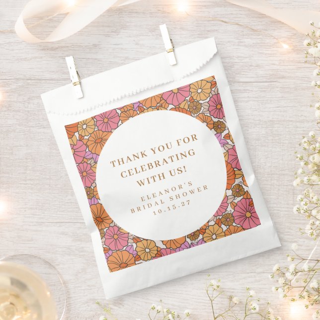 Boho Earthy Floral Bridal Shower Custom Thank You Favour Bags (Clipped)