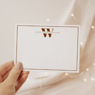 Boho Earthy Modern Monogram Couple Stationery Card