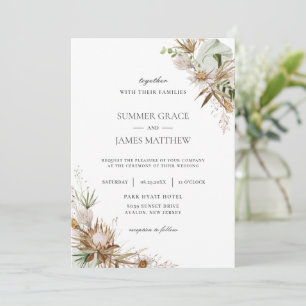 Boho Earthy Protea Dried Palm Rustic Wedding Invitation