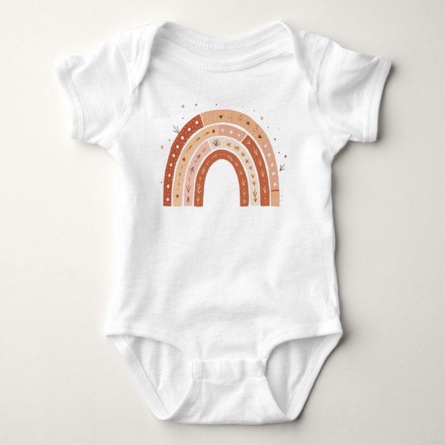 Boho Earthy Rainbow Aesthetic Baby Bodysuit (Front)