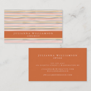 Boho Earthy Stripe Terracotta Ceramics Artist Business Card