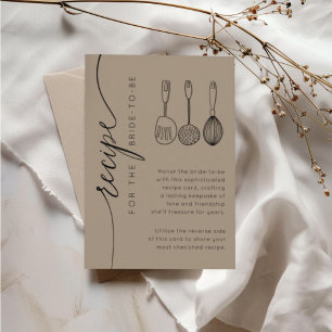 Boho Earthy Tan Bridal Shower Recipe Enclosure Card