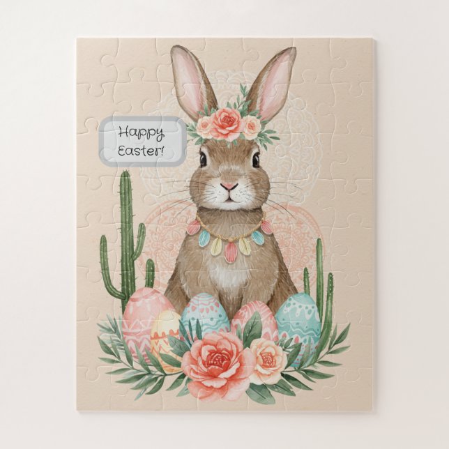 Boho Easter Bunny Whimsical Pastel Jigsaw Puzzle (Vertical)