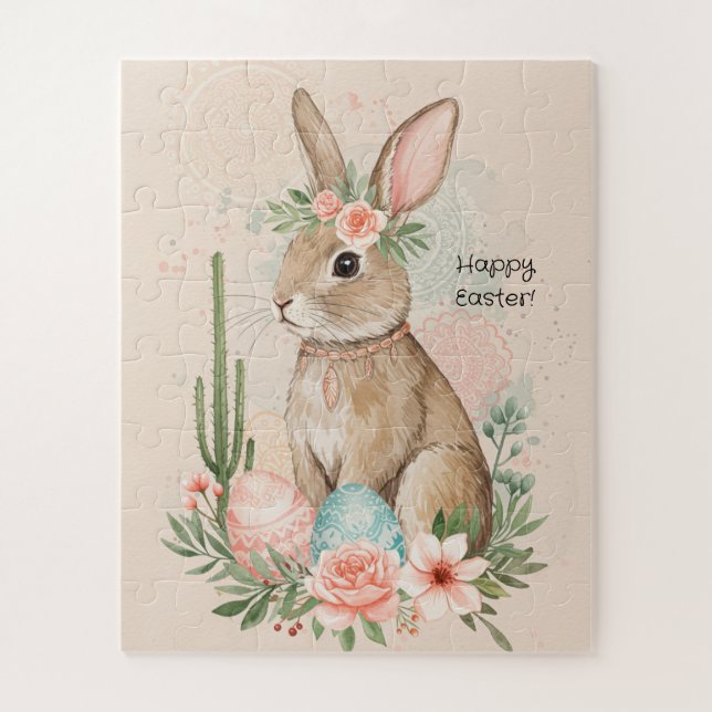 Boho Easter Bunny Whimsical Pastel Jigsaw Puzzle (Vertical)