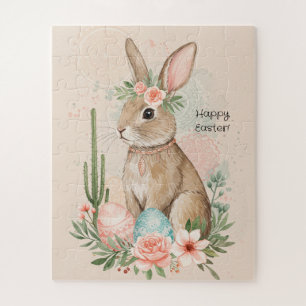 Boho Easter Bunny Whimsical Pastel Jigsaw Puzzle