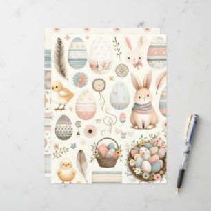 Boho Easter Ephemera Scrapbook Paper