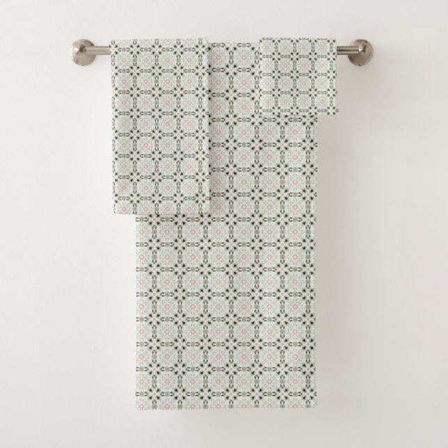 Boho Eclectic Intricate Delicate Christmas Pattern Bath Towel Set (Insitu)