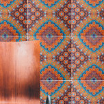 Boho Eclectic Kaleidoscopic Mosaic Hip Teal Ochre Tile<br><div class="desc">Beautiful and unique decorative tile design featuring a seamless kaleidoscopic abstract pattern in teal and ochre.</div>