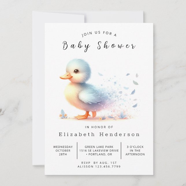 Boho Editable Duck Baby Shower Invitation (Front)