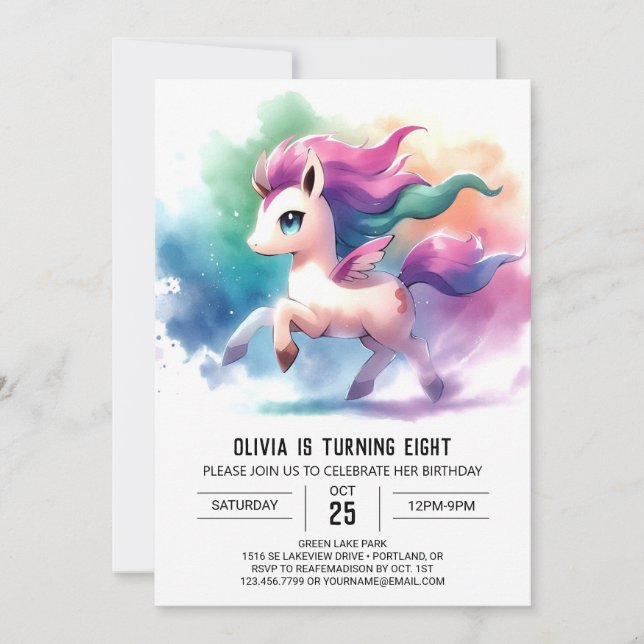 Boho Editable Horse Birthday Invitation (Front)
