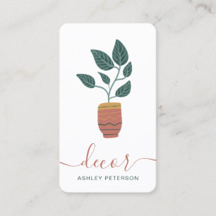 Boho editable house plant decor interior designer business card