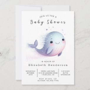 Boho Editable Whale Baby Shower Invitation