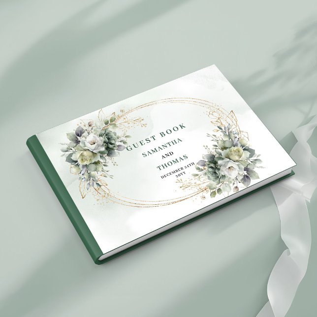Boho Elegance Sage Green Eucalyptus Wedding Guest  Book (Boho Elegance Sage Green Eucalyptus Wedding Guest Book)